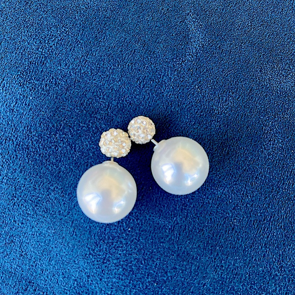 French Style Faux Pearl and Crystal Earrings